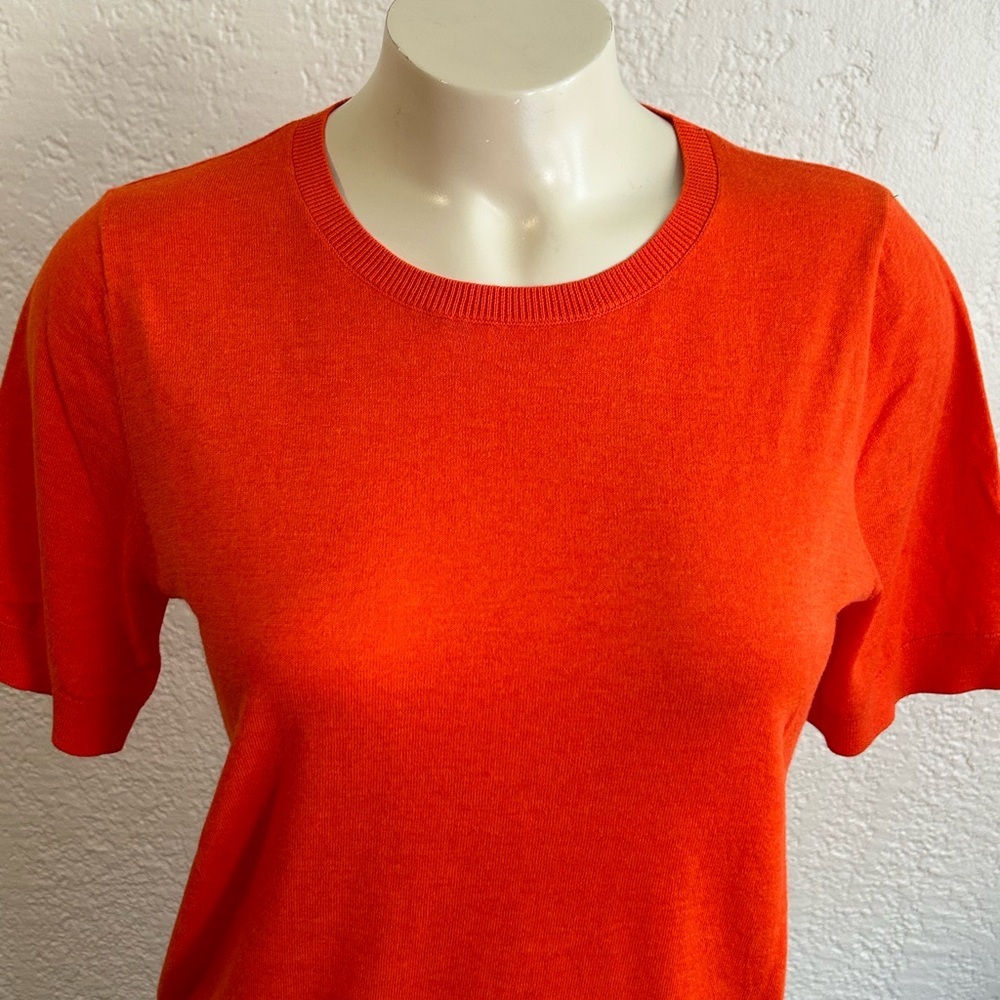 Brora Scottish 100% cotton orange top SZ 12 - Picture 4 of 9